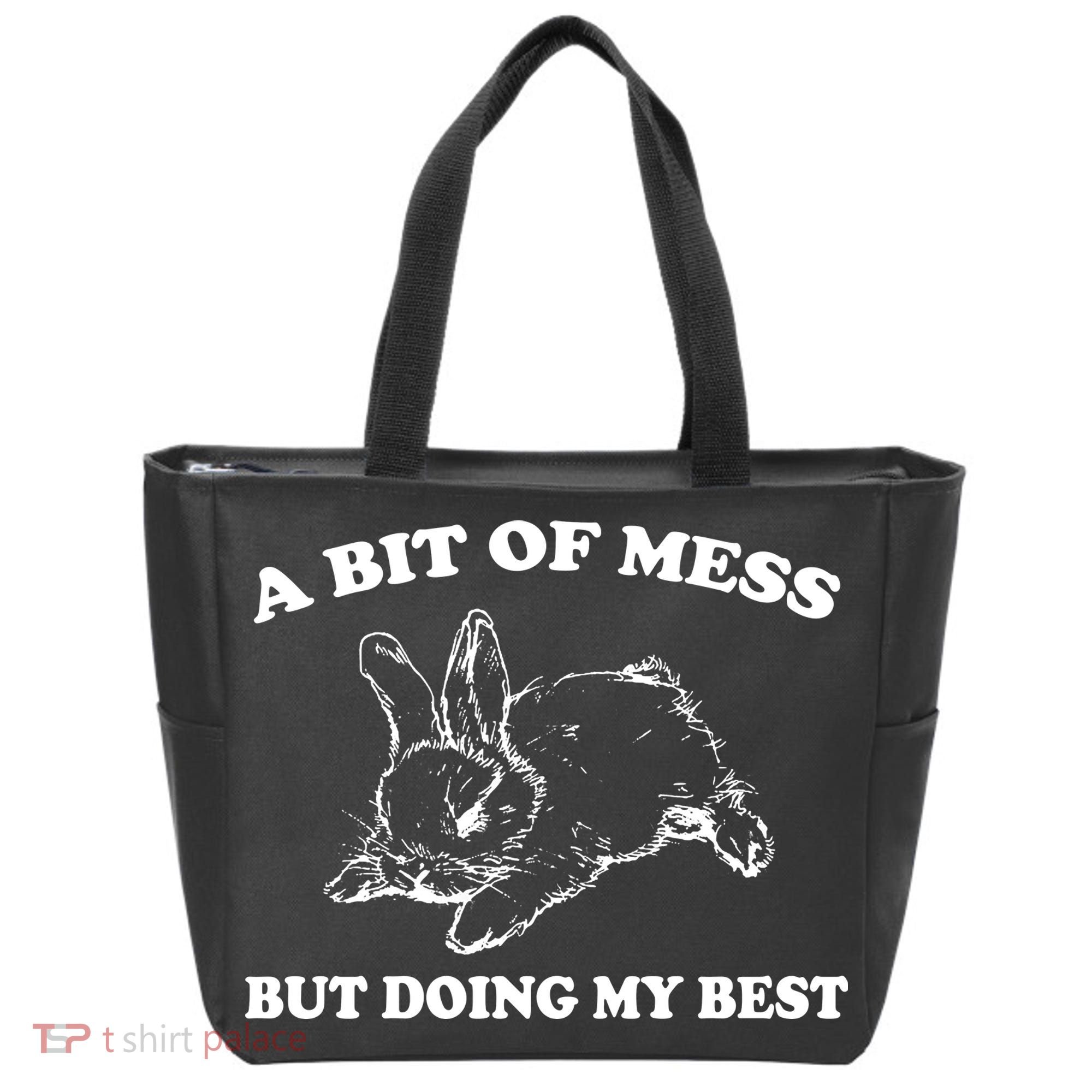 A Bit Of A Mess But Doing My Best Retro Funny Rabbit Tote Bag