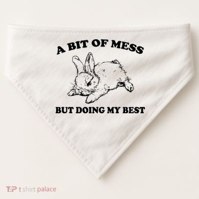 A Bit Of A Mess But Doing My Best Retro Funny Rabbit USA-Made Doggie Bandana