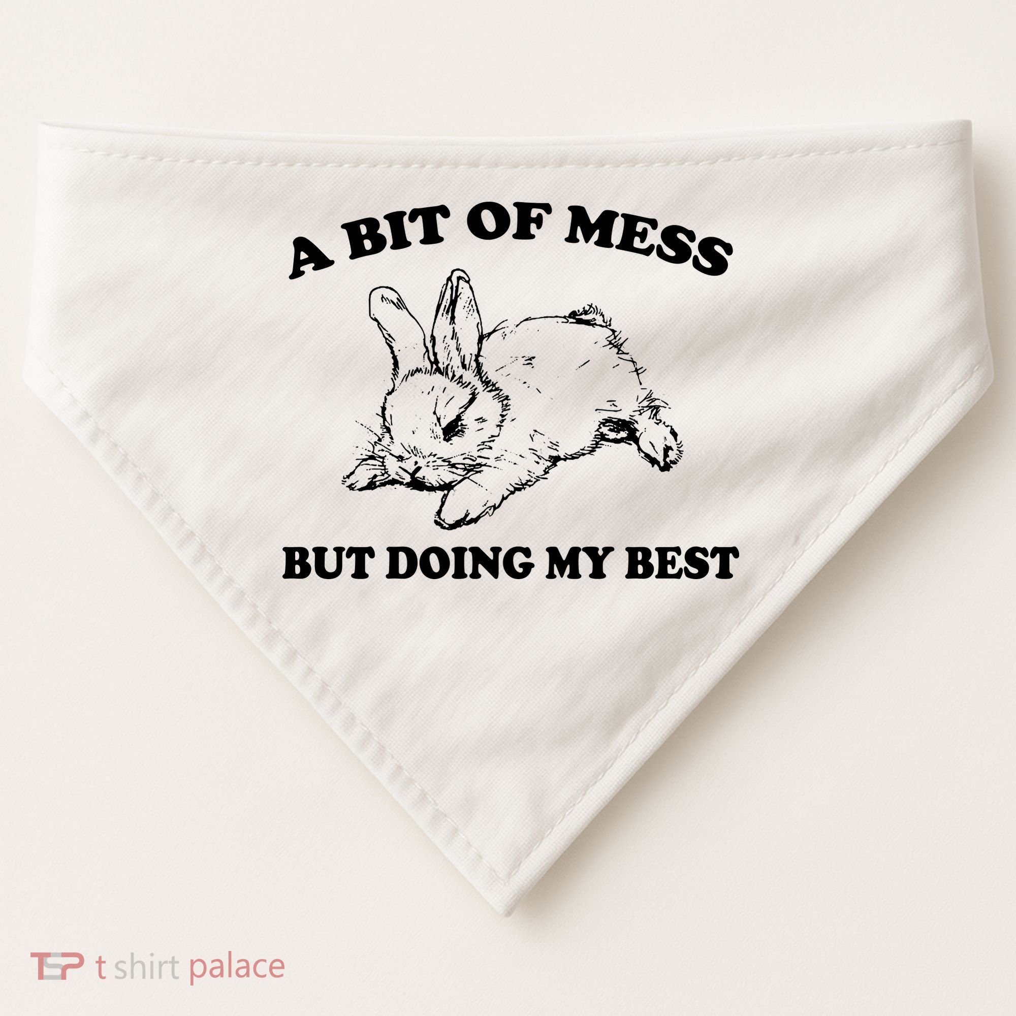 A Bit Of A Mess But Doing My Best Retro Funny Rabbit USA-Made Doggie Bandana