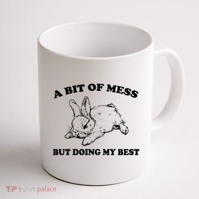 A Bit Of A Mess But Doing My Best Retro Funny Rabbit Coffee Mug back