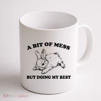 A Bit Of A Mess But Doing My Best Retro Funny Rabbit Coffee Mug thumb 1