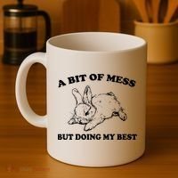 A Bit Of A Mess But Doing My Best Retro Funny Rabbit Coffee Mug thumb 4