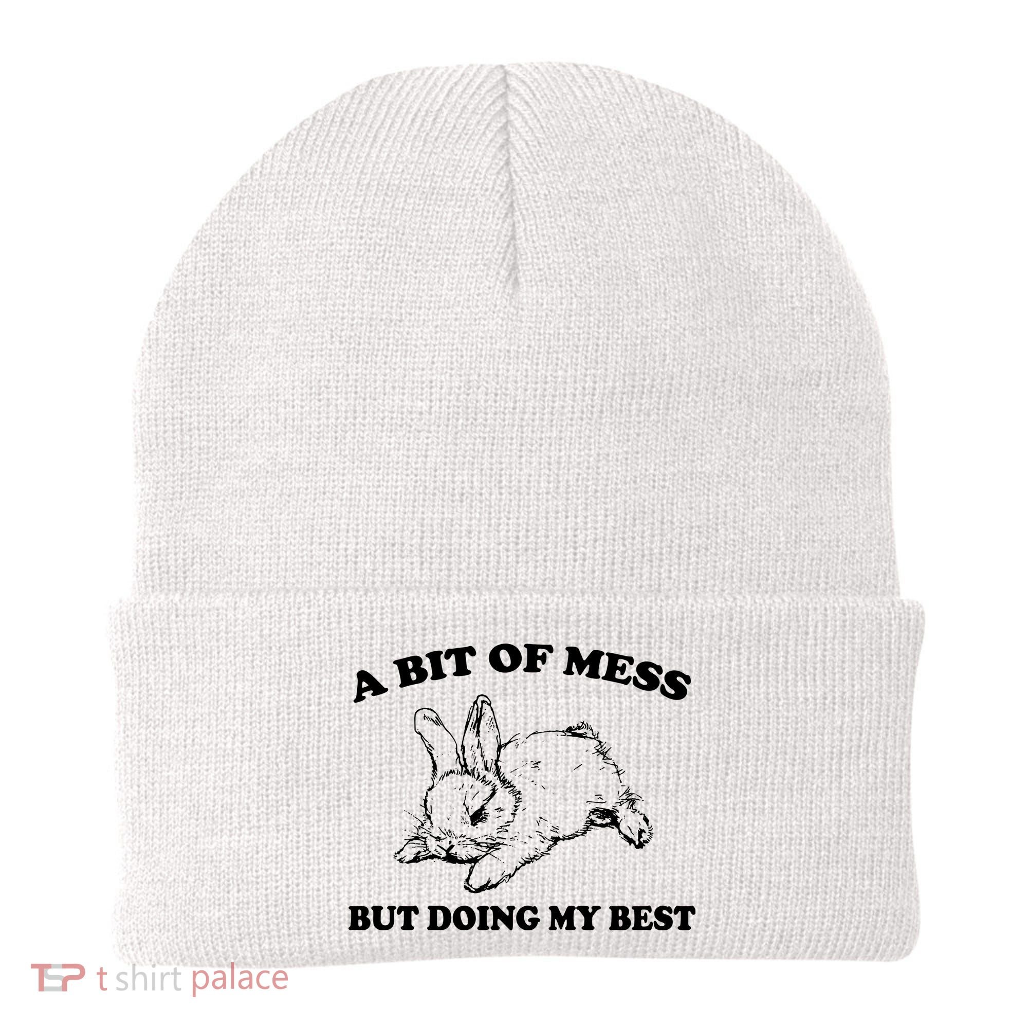 A Bit Of A Mess But Doing My Best Retro Funny Rabbit Beanie