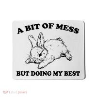 A Bit Of A Mess But Doing My Best Retro Funny Rabbit Mousepad thumb 0