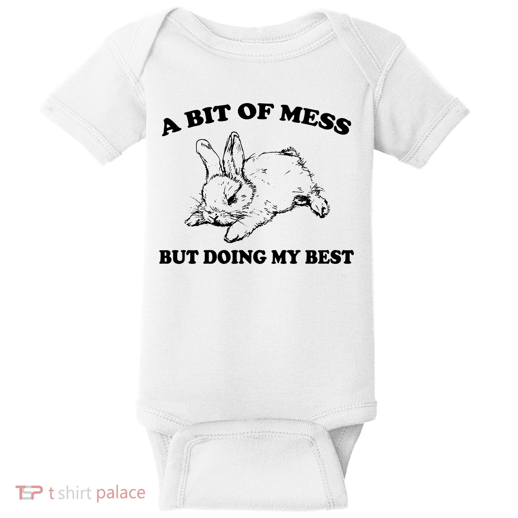 A Bit Of A Mess But Doing My Best Retro Funny Rabbit Baby Bodysuit