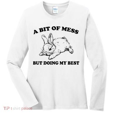 A Bit Of A Mess But Doing My Best Retro Funny Rabbit Women's Long Sleeve Shirt