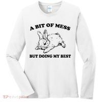 A Bit Of A Mess But Doing My Best Retro Funny Rabbit Women's Long Sleeve Shirt thumb 0