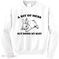 A Bit Of A Mess But Doing My Best Retro Funny Rabbit Kids Sweatshirt thumb 0