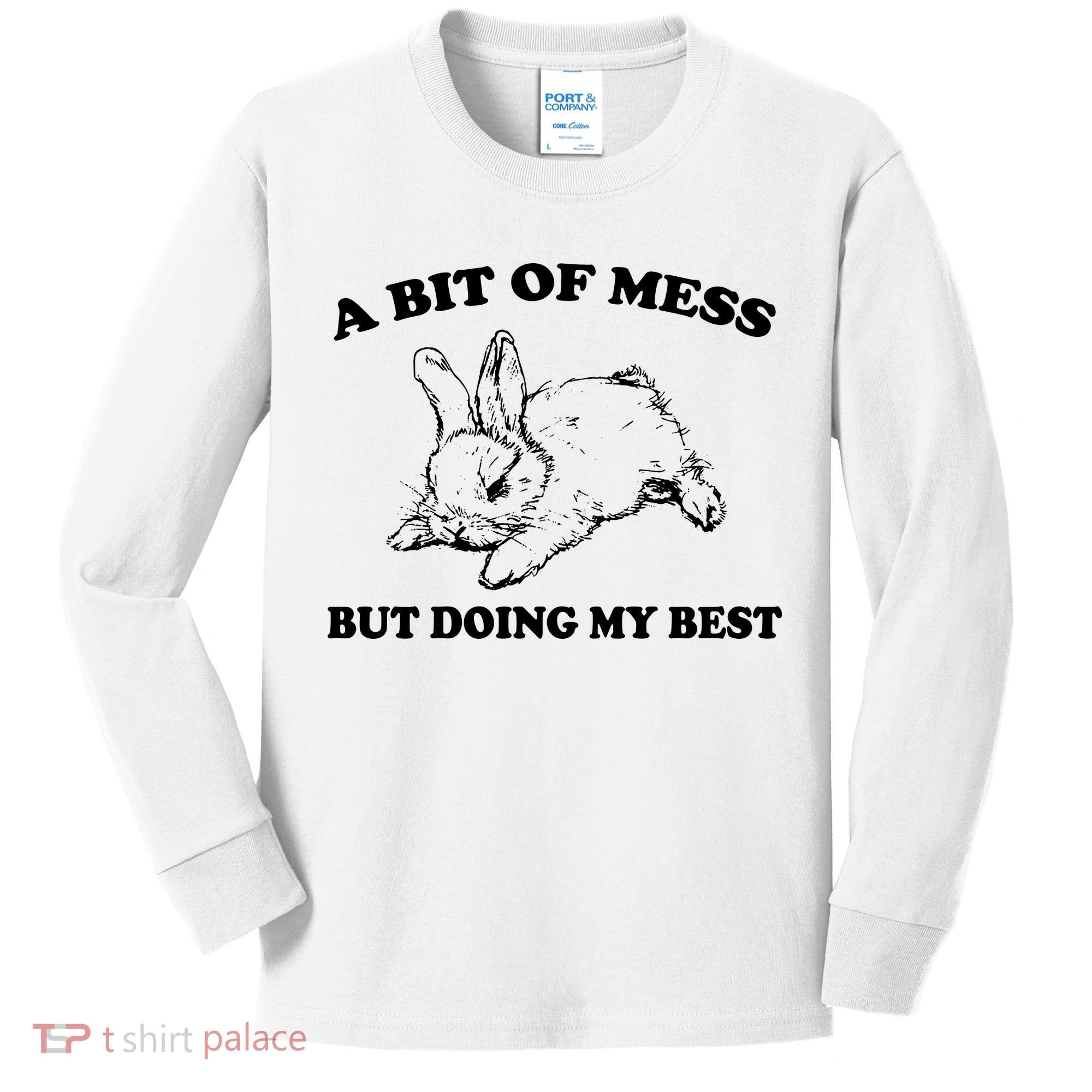 A Bit Of A Mess But Doing My Best Retro Funny Rabbit Kids Long Sleeve Shirt