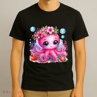Adorable Baby Octopus Underwater Flower Coral Fish Ocean Sea T-Shirt thumb 3