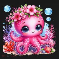 Adorable Baby Octopus Underwater Flower Coral Fish Ocean Sea Mousepad thumb 1