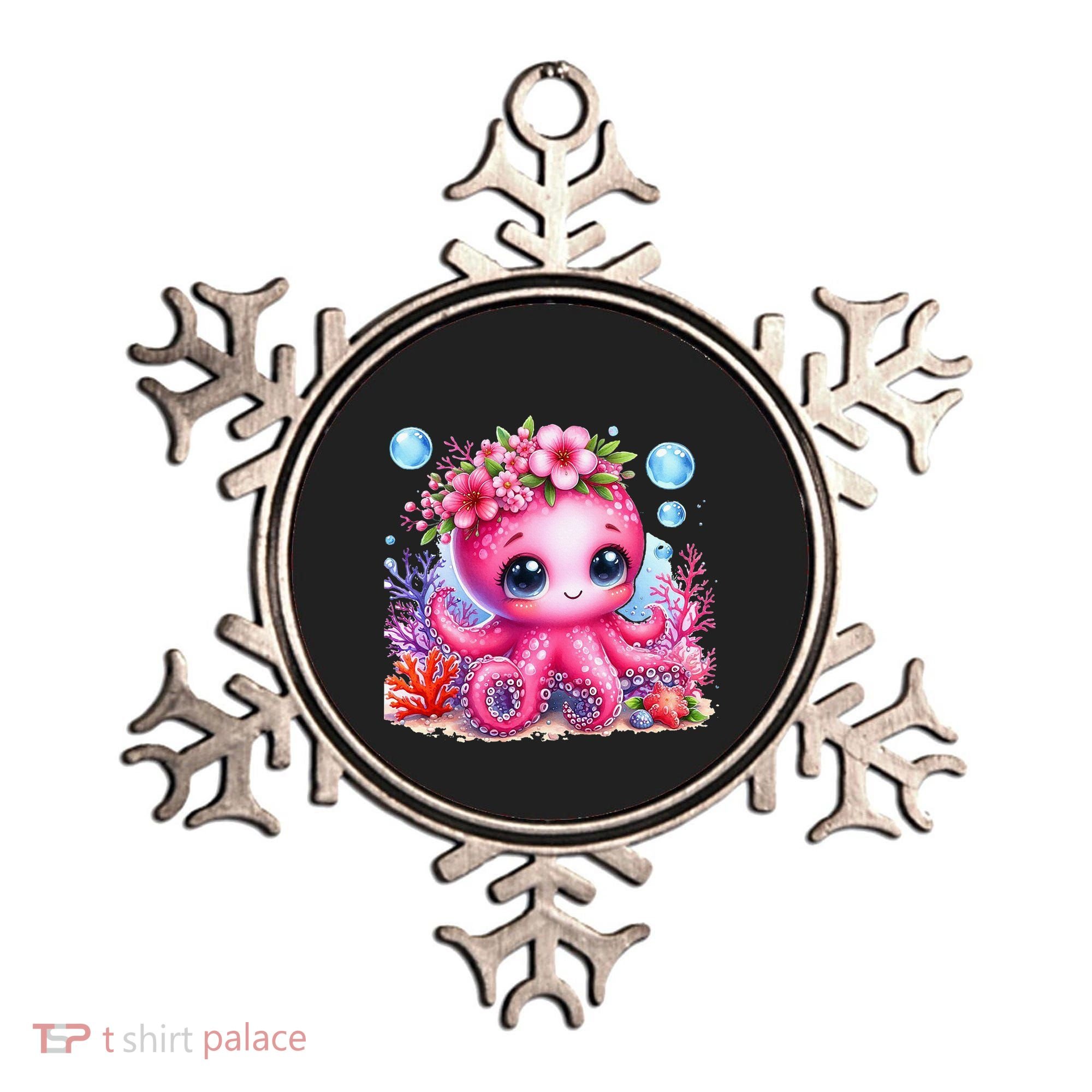 Adorable Baby Octopus Underwater Flower Coral Fish Ocean Sea Ornament