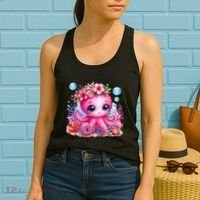 Adorable Baby Octopus Underwater Flower Coral Fish Ocean Sea Women's Tank Top thumb 2