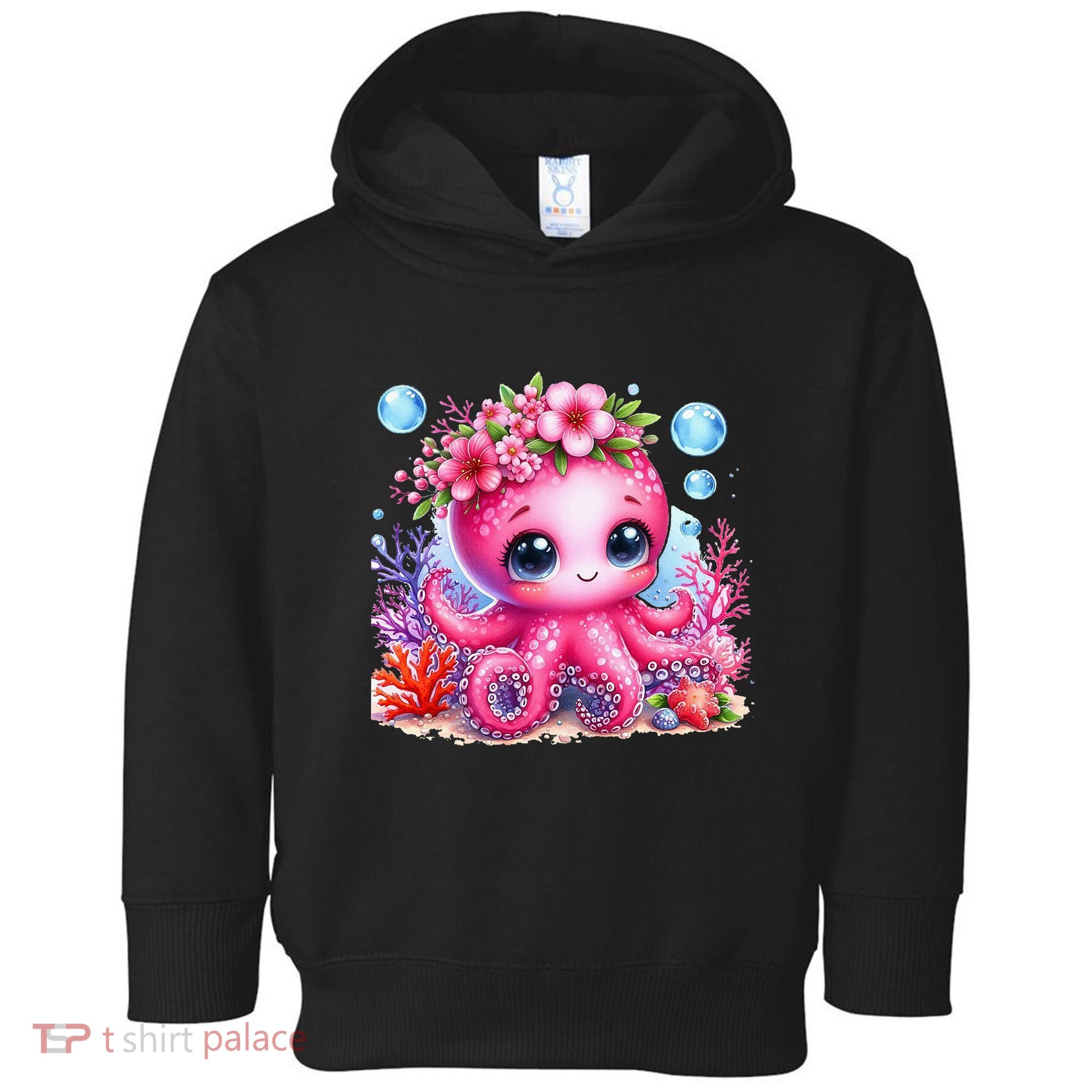 Adorable Baby Octopus Underwater Flower Coral Fish Ocean Sea Toddler Hoodie