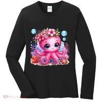 Adorable Baby Octopus Underwater Flower Coral Fish Ocean Sea Women's Long Sleeve Shirt thumb 0