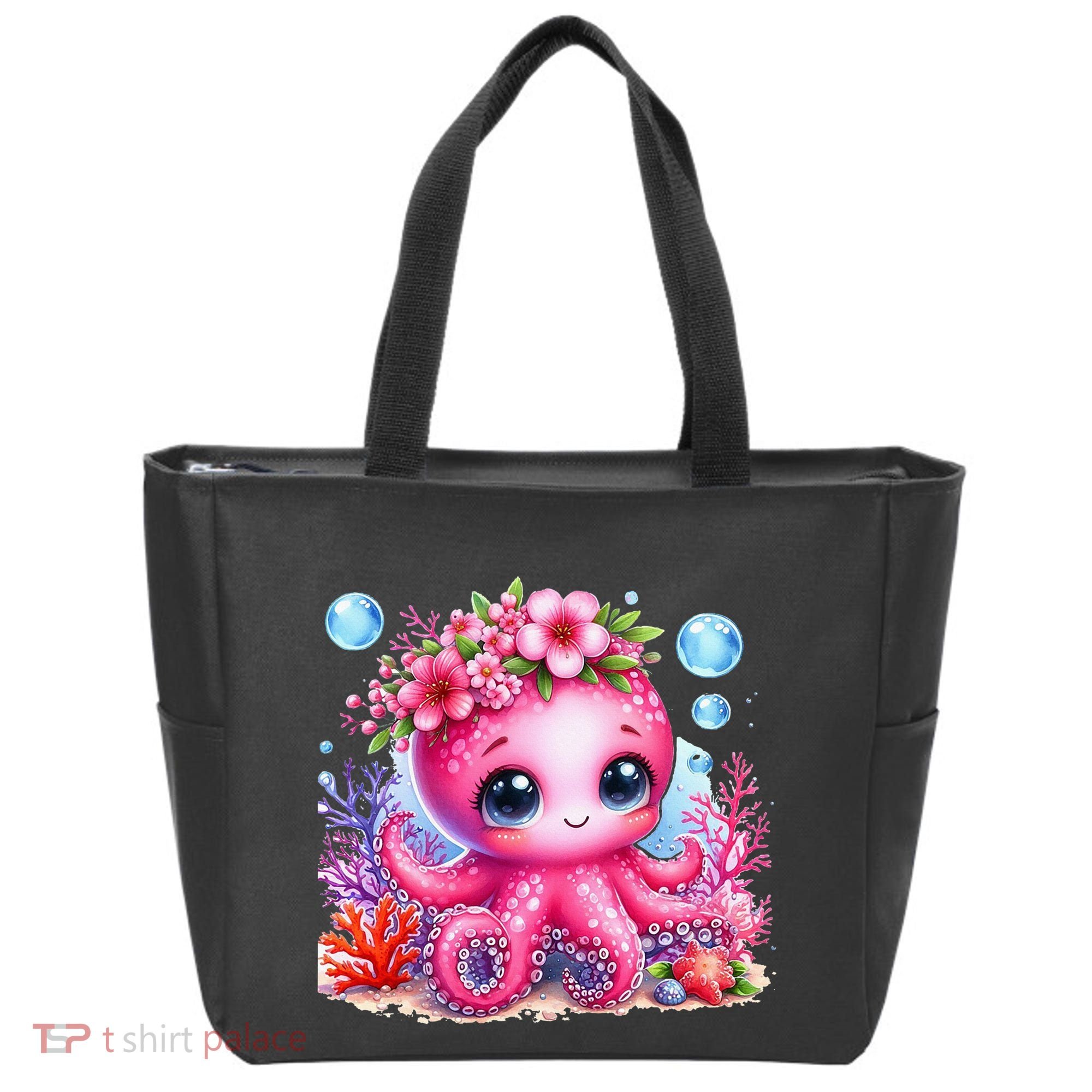 Adorable Baby Octopus Underwater Flower Coral Fish Ocean Sea Tote Bag