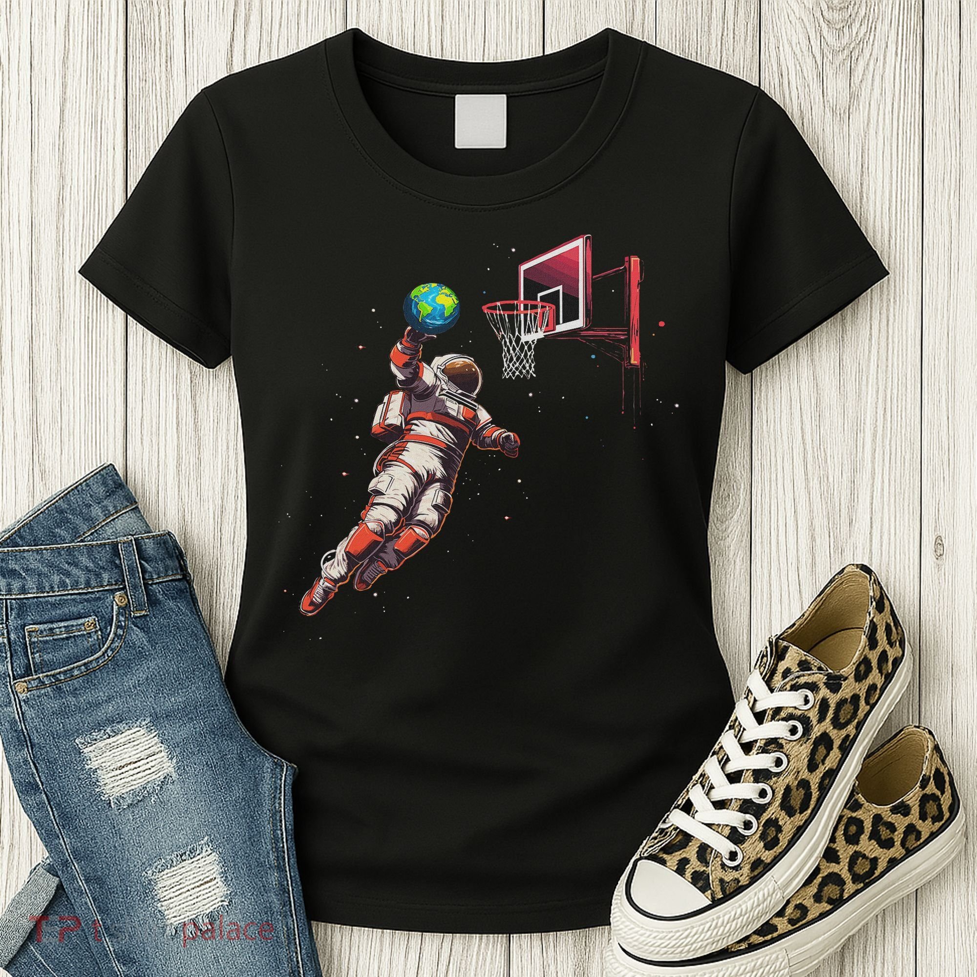 Astronaut Basketball Outer Space Gifts Women Space Women's T-Shirt