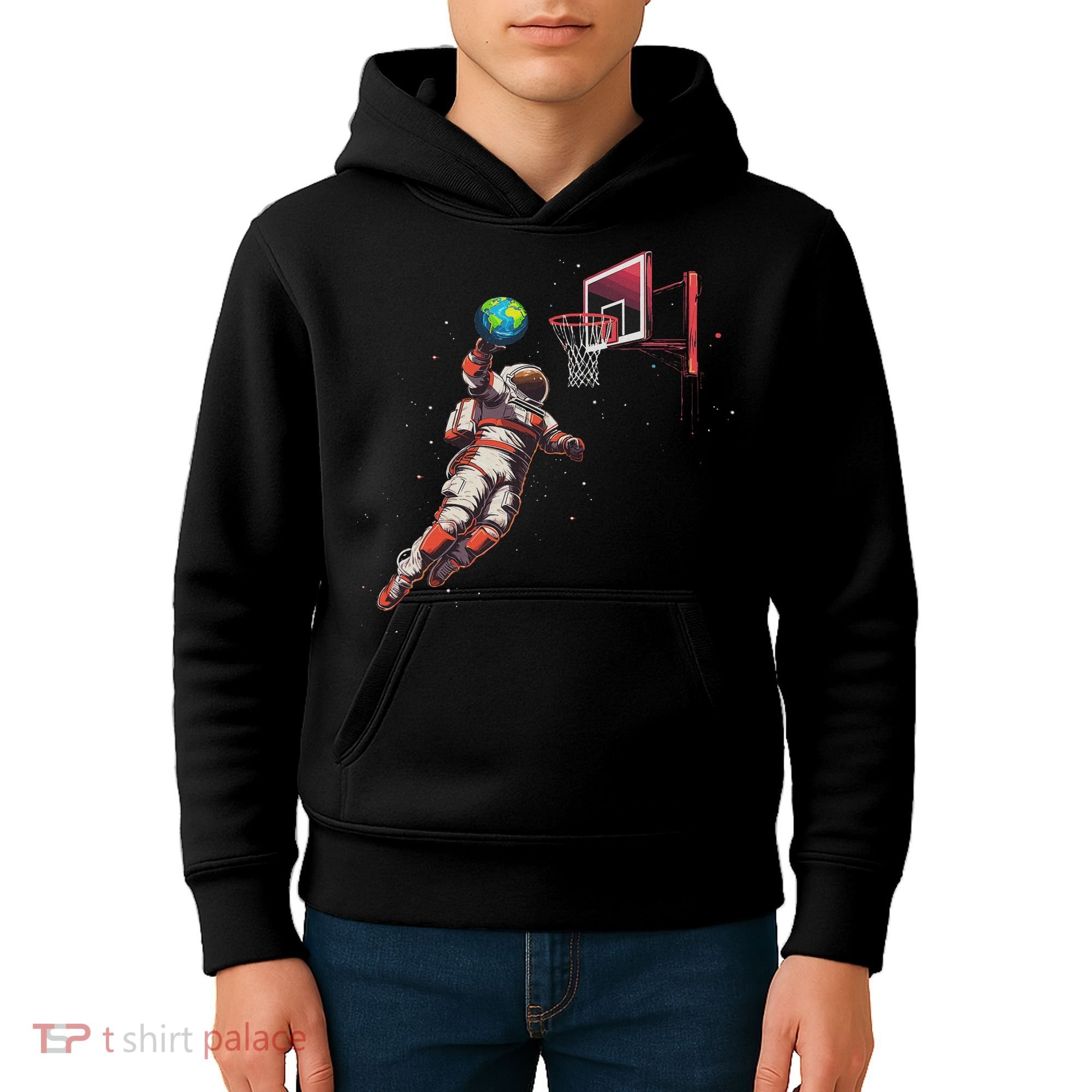 Astronaut Basketball Outer Space Gifts Women Space Kids Hoodie