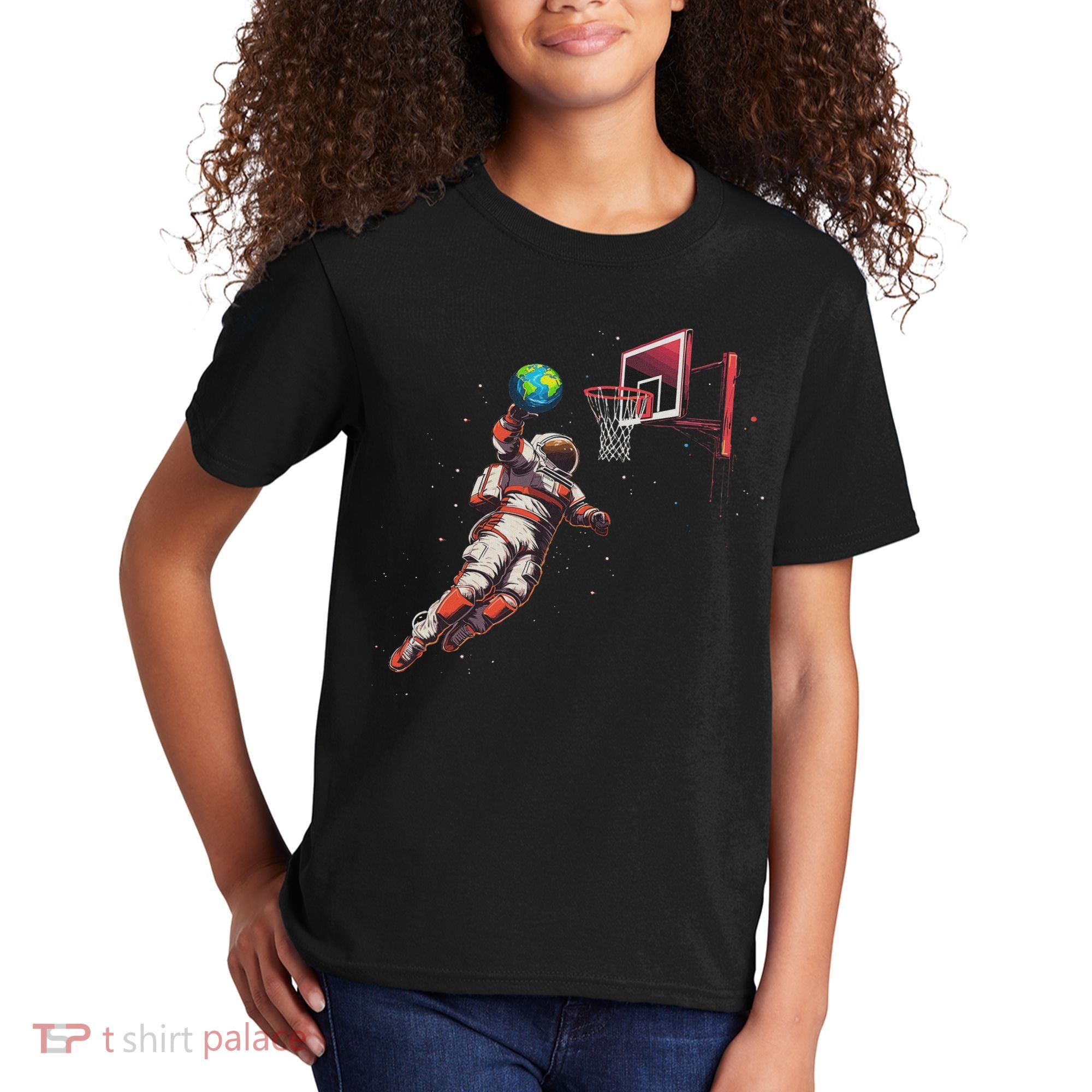 Astronaut Basketball Outer Space Gifts Women Space Kids T-Shirt