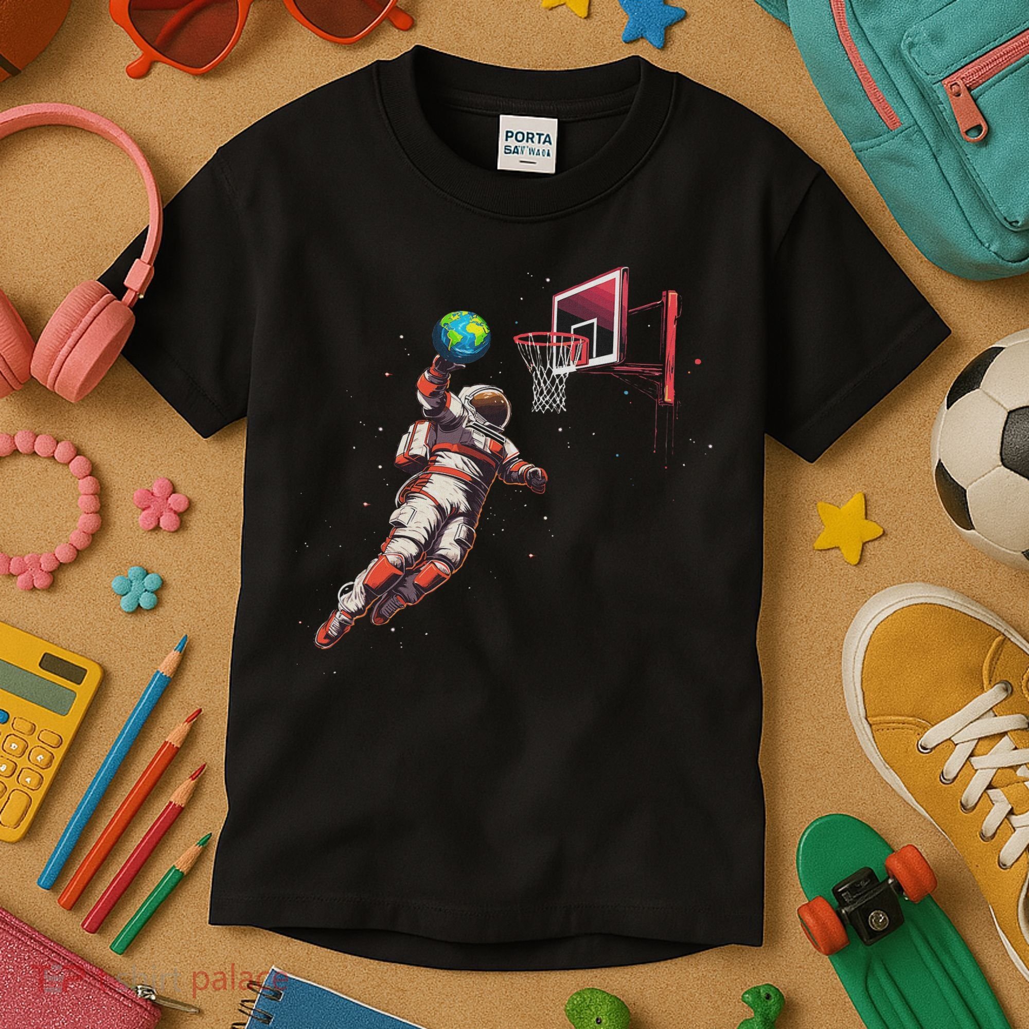 Astronaut Basketball Outer Space Gifts Women Space Kids T-Shirt