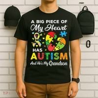 A Big Piece Of My Heart Has Autism and He's My Grandson T-Shirt thumb 6