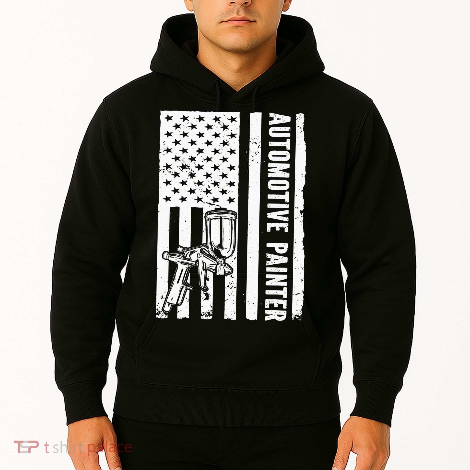 Auto Body Painter USA Flag Automotive Painter Hoodie