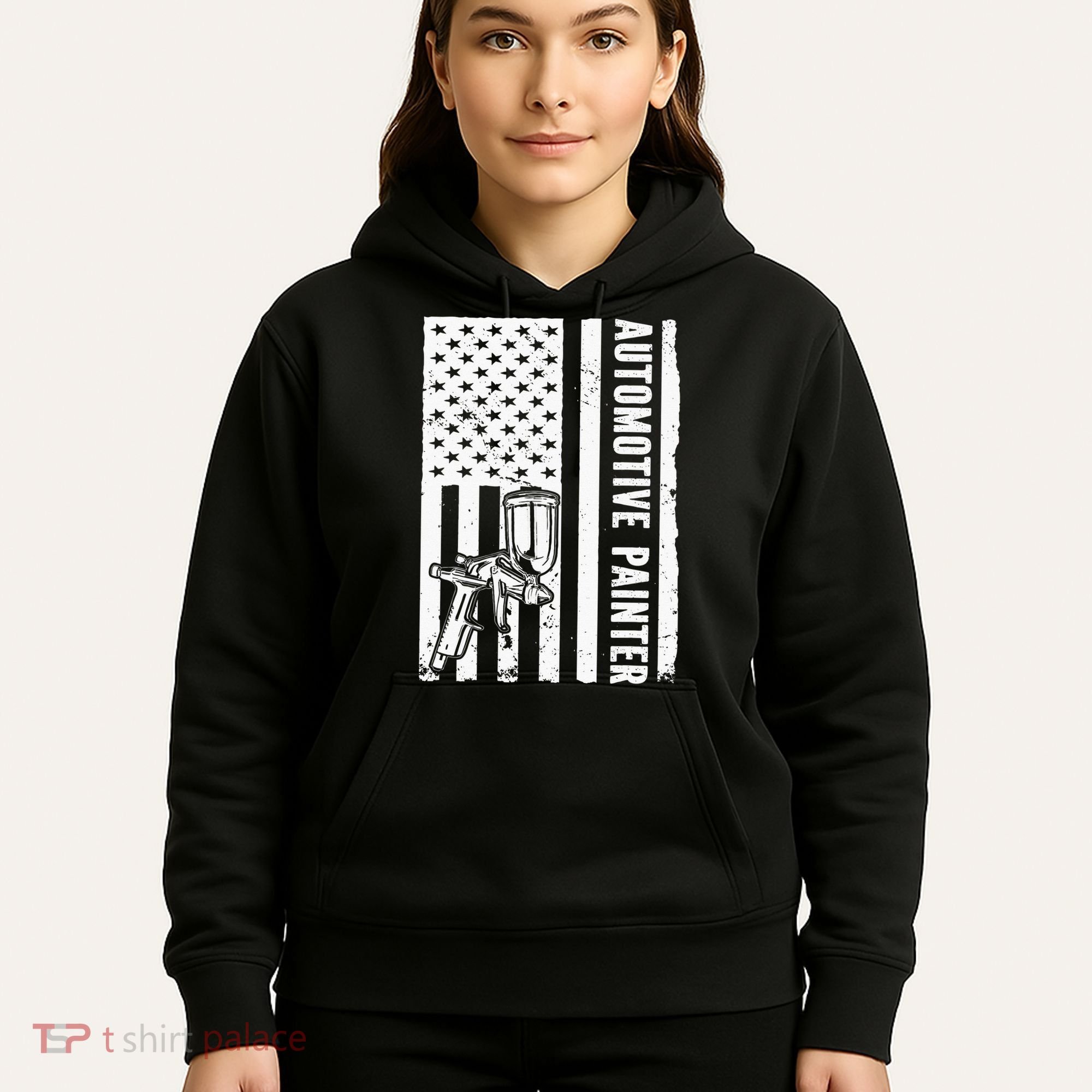 Auto Body Painter USA Flag Automotive Painter Hoodie