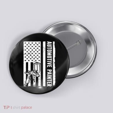 Auto Body Painter USA Flag Automotive Painter Button