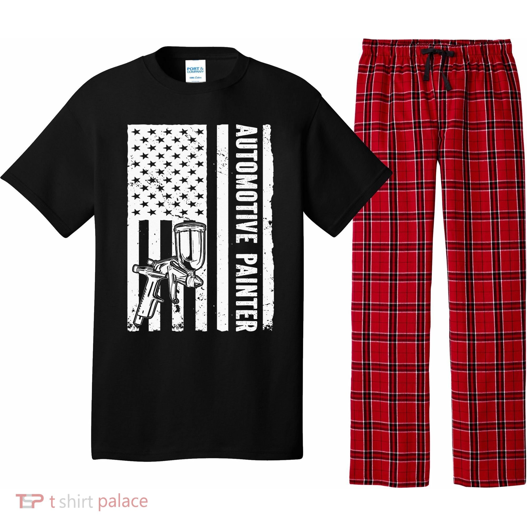 Auto Body Painter USA Flag Automotive Painter Pajama Set