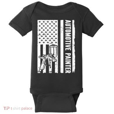 Auto Body Painter USA Flag Automotive Painter Baby Bodysuit