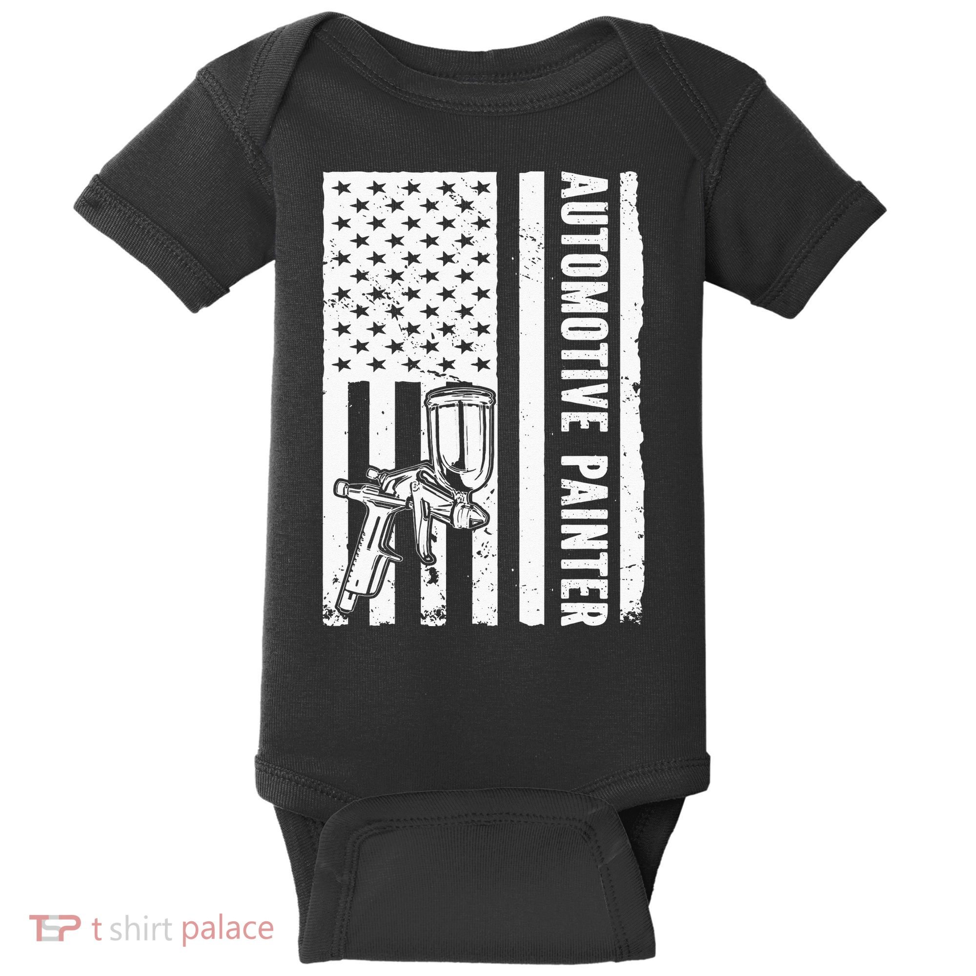Auto Body Painter USA Flag Automotive Painter Baby Bodysuit