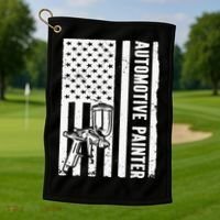 Auto Body Painter USA Flag Automotive Painter Golf Towel thumb 1