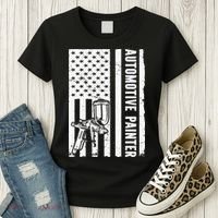 Auto Body Painter USA Flag Automotive Painter Women's T-Shirt thumb 3