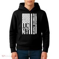 Auto Body Painter USA Flag Automotive Painter Kids Hoodie thumb 4