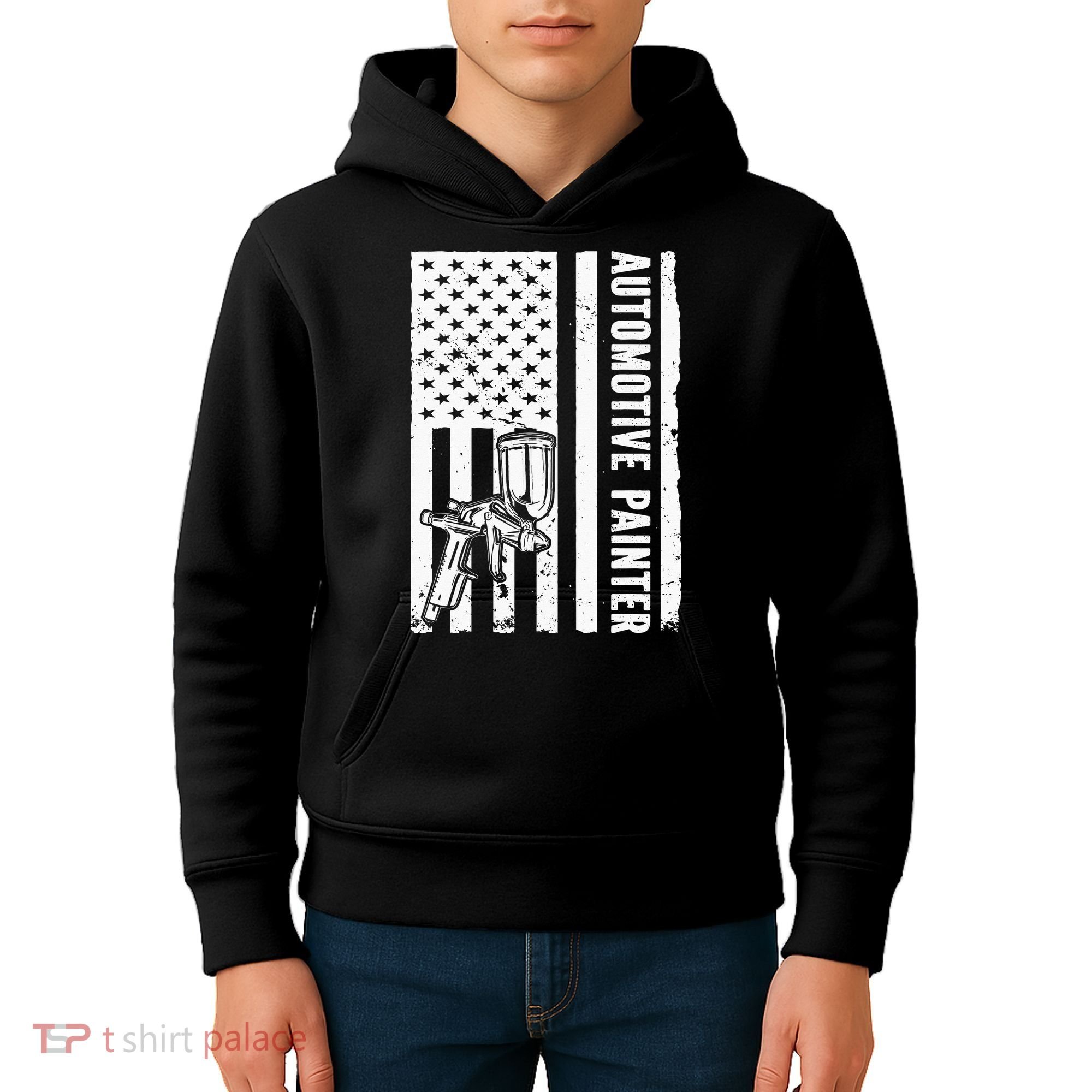 Auto Body Painter USA Flag Automotive Painter Kids Hoodie