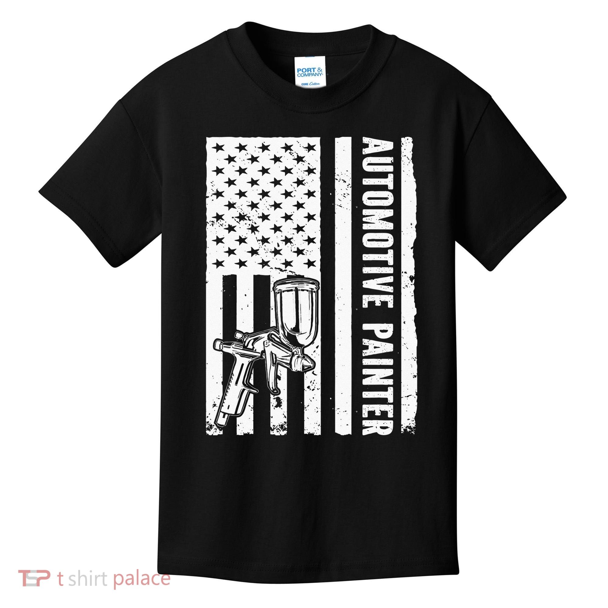 Auto Body Painter USA Flag Automotive Painter Kids T-Shirt