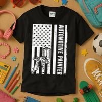 Auto Body Painter USA Flag Automotive Painter Kids T-Shirt thumb 3