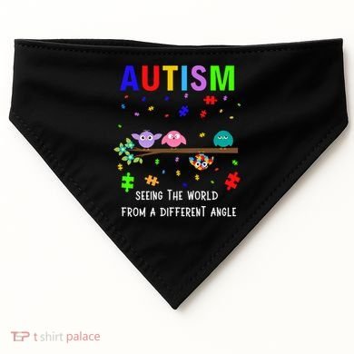 Autism Bird Puzzle Seeing The World From A Different Angle Gift USA-Made Doggie Bandana