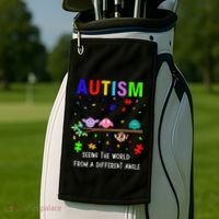 Autism Bird Puzzle Seeing The World From A Different Angle Gift Golf Towel thumb 2