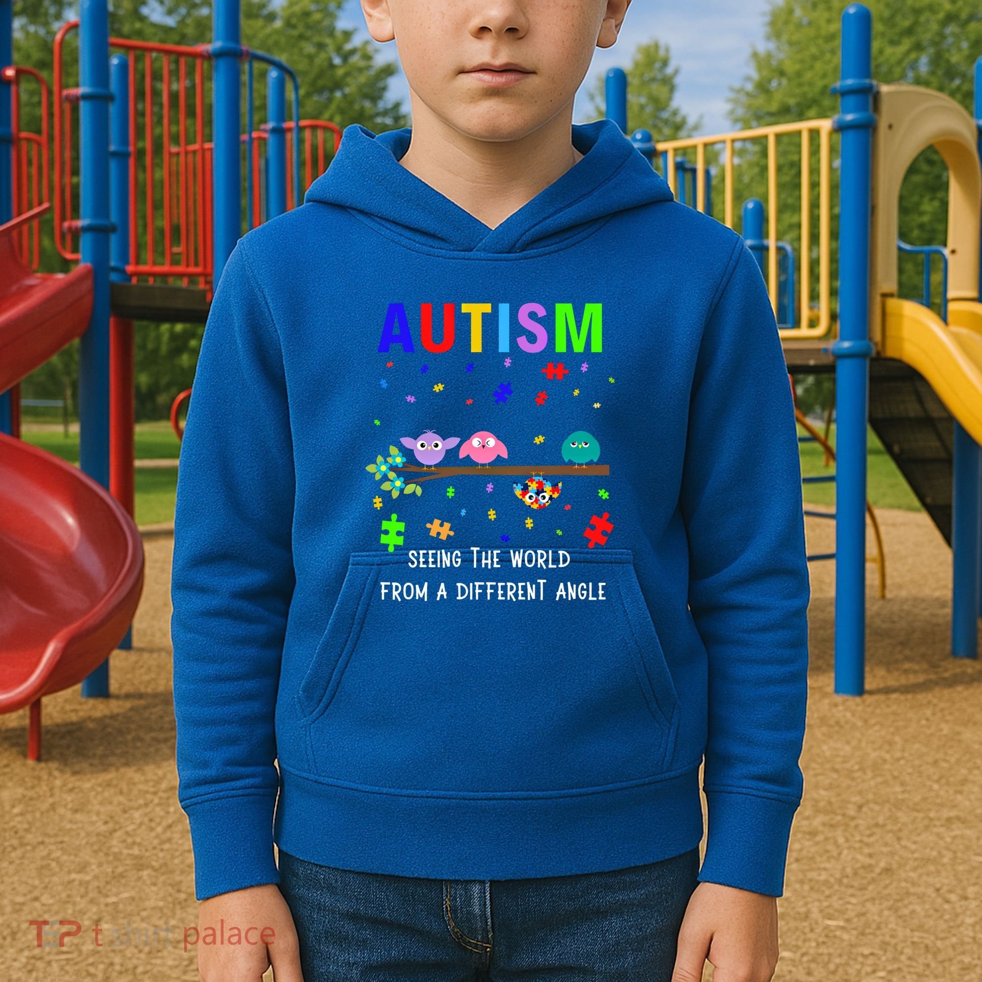 Autism Bird Puzzle Seeing The World From A Different Angle Gift Kids Hoodie