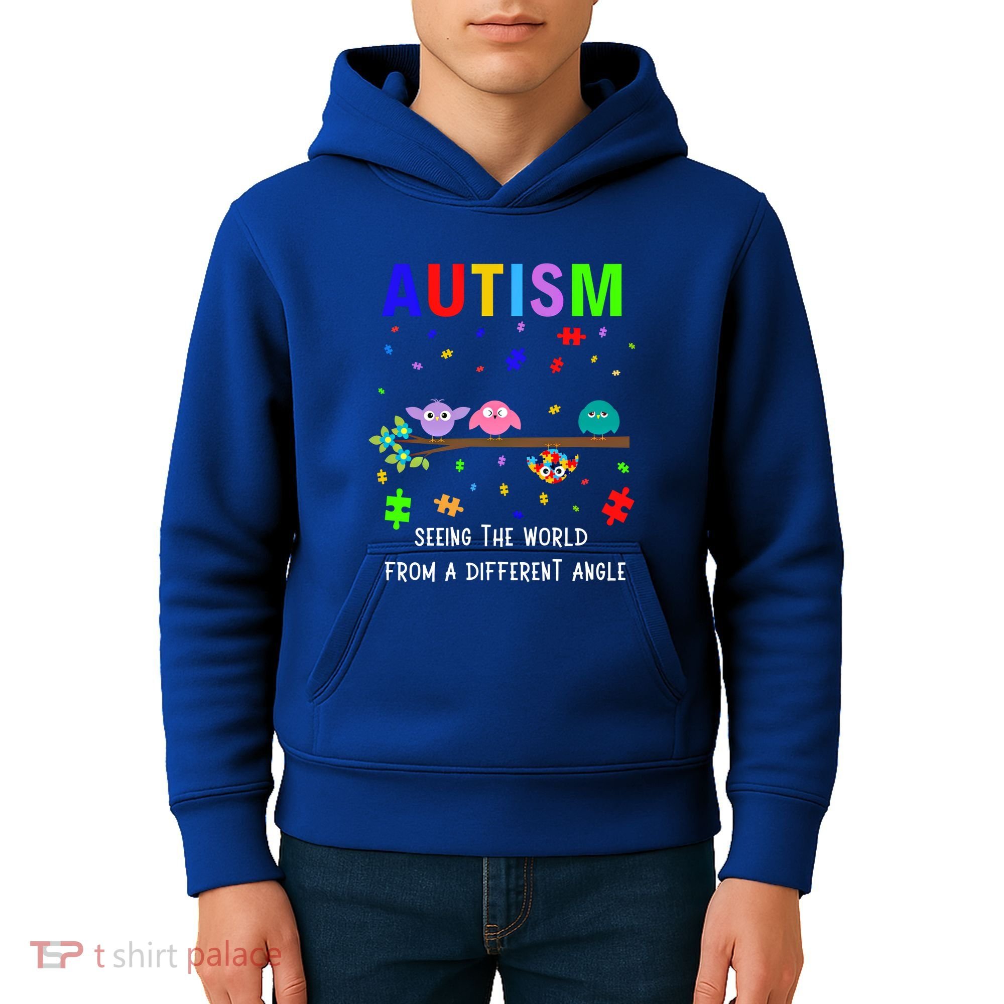 Autism Bird Puzzle Seeing The World From A Different Angle Gift Kids Hoodie