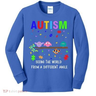 Autism Bird Puzzle Seeing The World From A Different Angle Gift Kids Long Sleeve Shirt