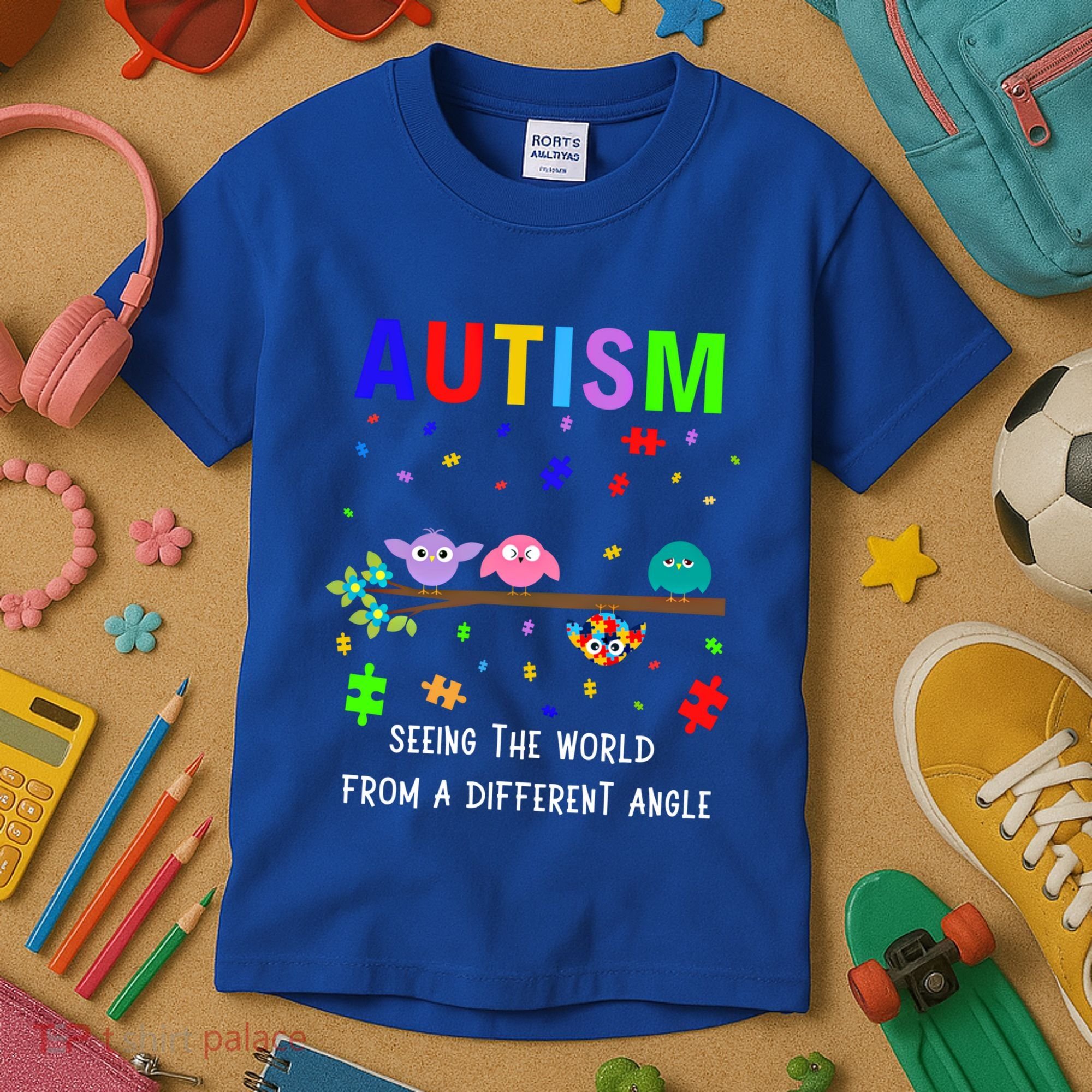 Autism Bird Puzzle Seeing The World From A Different Angle Gift Kids T-Shirt