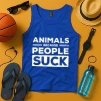 Animals Because People Suck Animal Lover Animal Keeper Zoo Gift Tank Top thumb 4