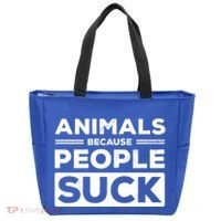 Animals Because People Suck Animal Lover Animal Keeper Zoo Gift Tote Bag thumb 0