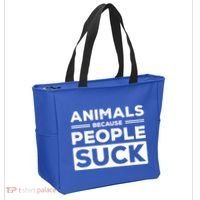 Animals Because People Suck Animal Lover Animal Keeper Zoo Gift Tote Bag thumb 2