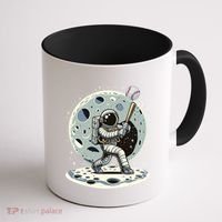 Astronaut Baseball Player Outer Space Moon Space Hitter Gift Coffee Mug thumb 1