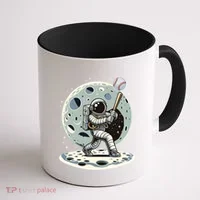 Astronaut Baseball Player Outer Space Moon Space Hitter Gift Coffee Mug thumb 1