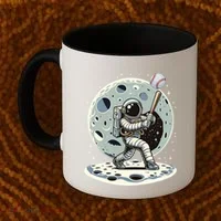 Astronaut Baseball Player Outer Space Moon Space Hitter Gift Coffee Mug thumb 2