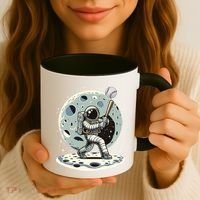 Astronaut Baseball Player Outer Space Moon Space Hitter Gift Coffee Mug thumb 3